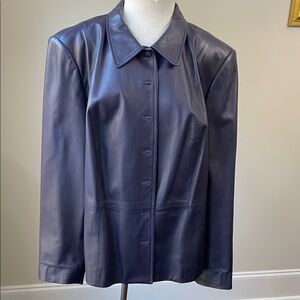 Talbots Navy Leather Jacket
